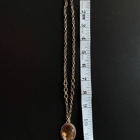 Chico's Gold Tone Faceted Oval Pendant Necklace Chunky Chain Statement Jewelry - Picture 5 of 10